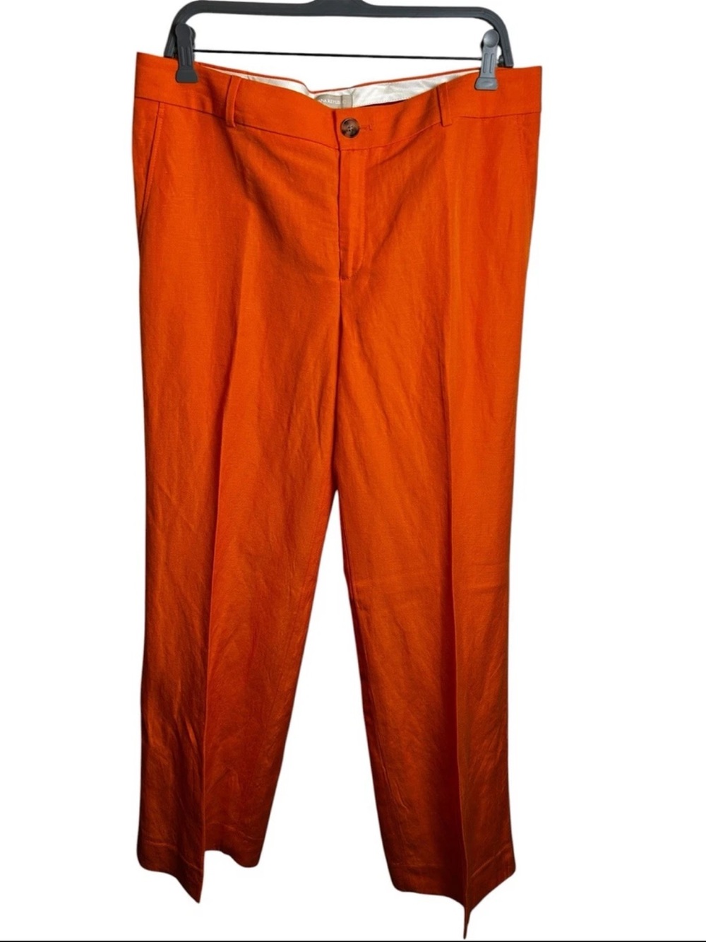 Banana Republic Orange Linen Blend Wide Leg Pants Size 12 Tailored Trouser